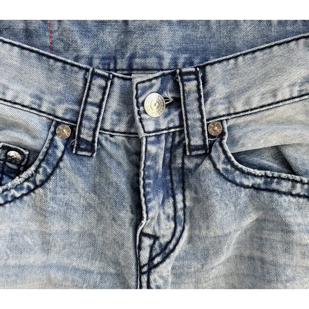 True Religion Men's Horseshoe Logo Pocket Denim Skinny Light Acid Wash Jeans 28